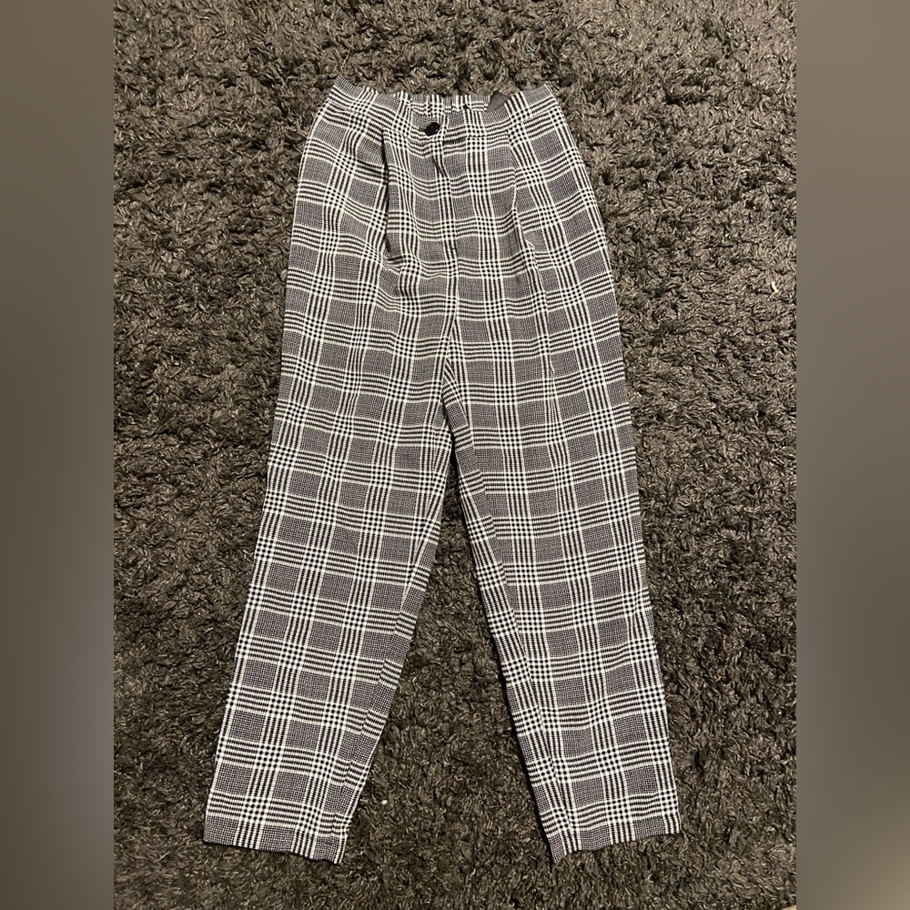 black plaid pants